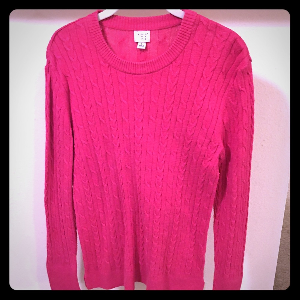 Bold pink pullover cable knit seater
